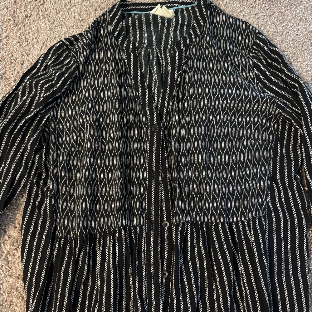 Black and White Patterned Blouse from anthropology